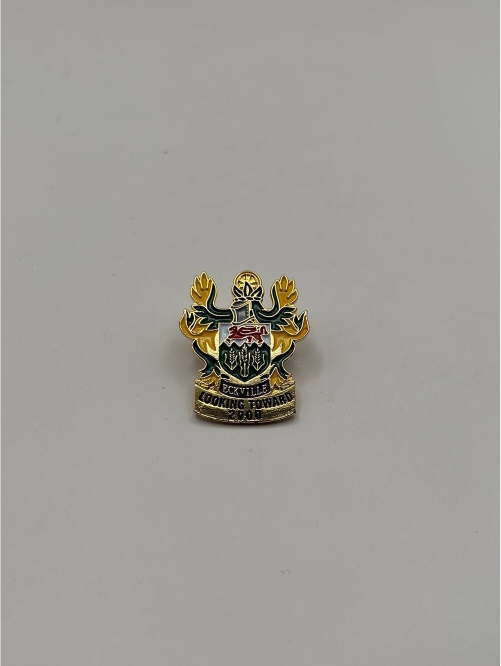 Eckville Alberta Looking Toward 2000 Coat of Arms Crest Lapel Pin Green